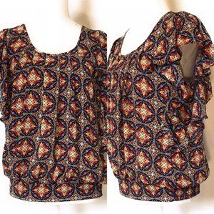 Black rainn blouse, Sz Small, multicolored